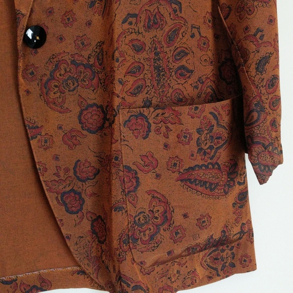 Vintage Nell Flowers Rust Orange Blazer - Picture 3 of 6